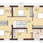 План второго этажа дома с 5 комнатами, лестницей и санузлом Р1850_Plan__etazha